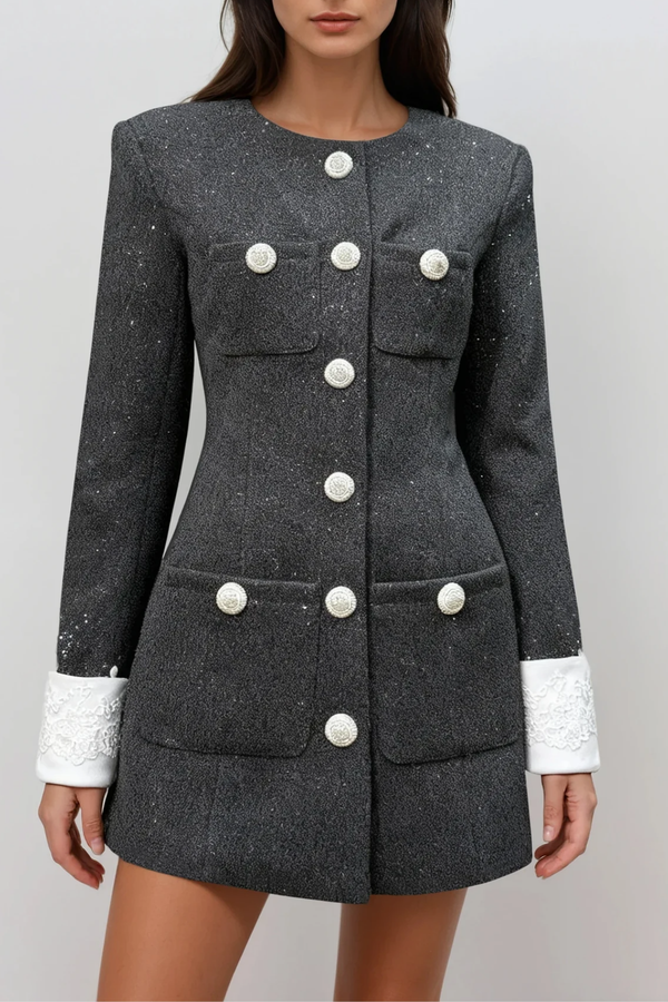 Doran Embroidered Rhinestone Mini Dress