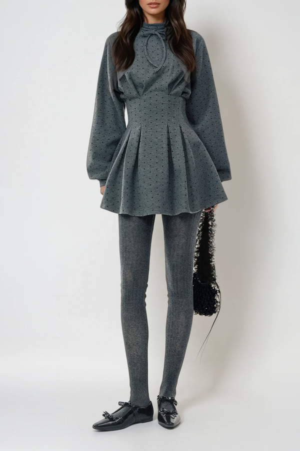 Dositej Balloon Sleeve Dot Ruffle Mini Dress
