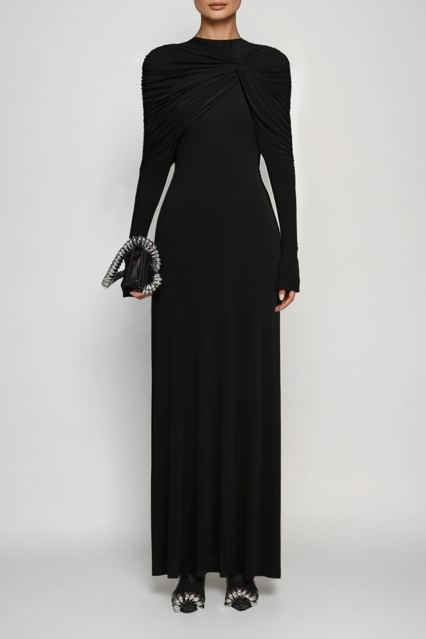 Douglass Ruch Shawl Maxi Dress In Black
