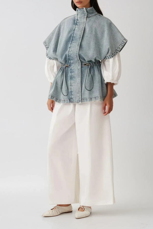 Dovilas Drawstring Ruch Denim Top
