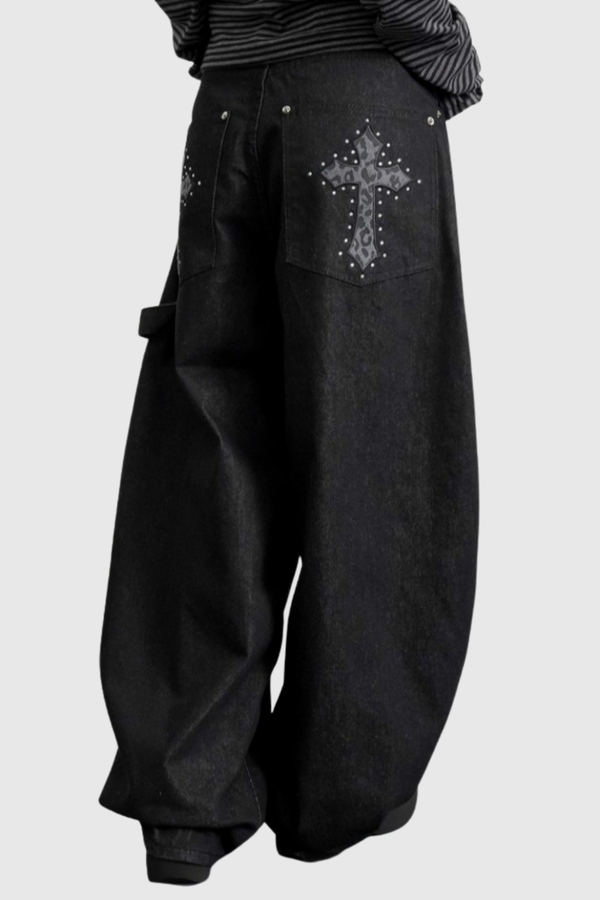 Draco Rhinestone Baggy Jeans