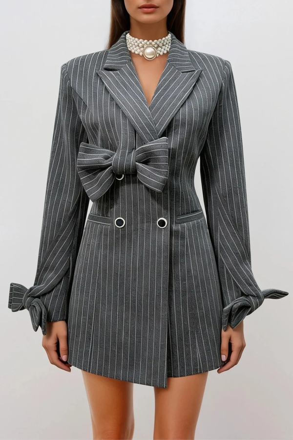 Drazen Asymmetric Bow Mini Blazer Dress