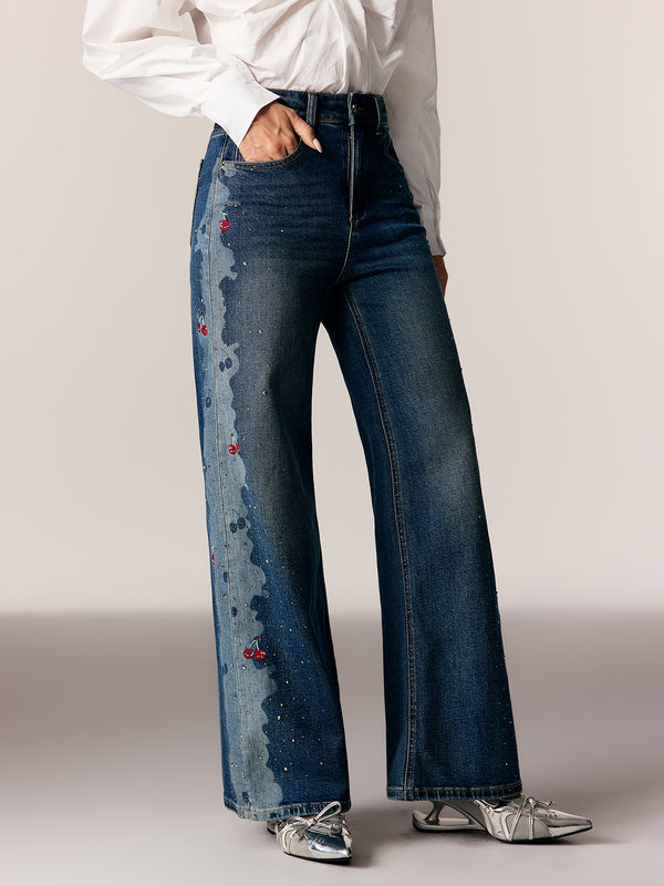 Eddy Rhinestone Print Jeans