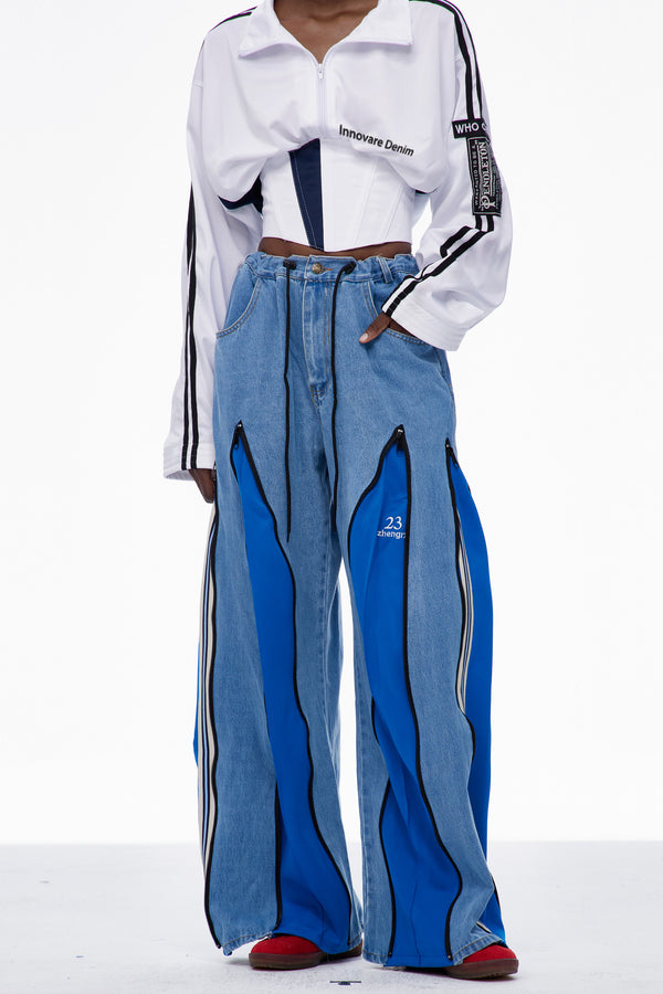 Edelmira Deconstruct Wide Leg Jeans In Blue