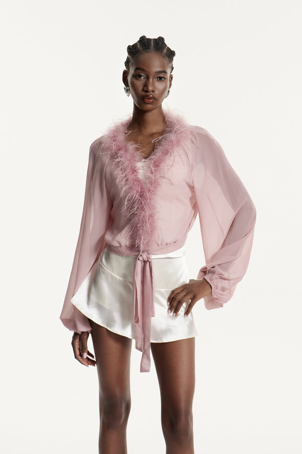 Eduardo Balloon Sleeve Faux Fur Top