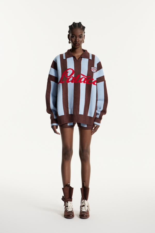 Edwena Stripe Knit Pants Set In Brown