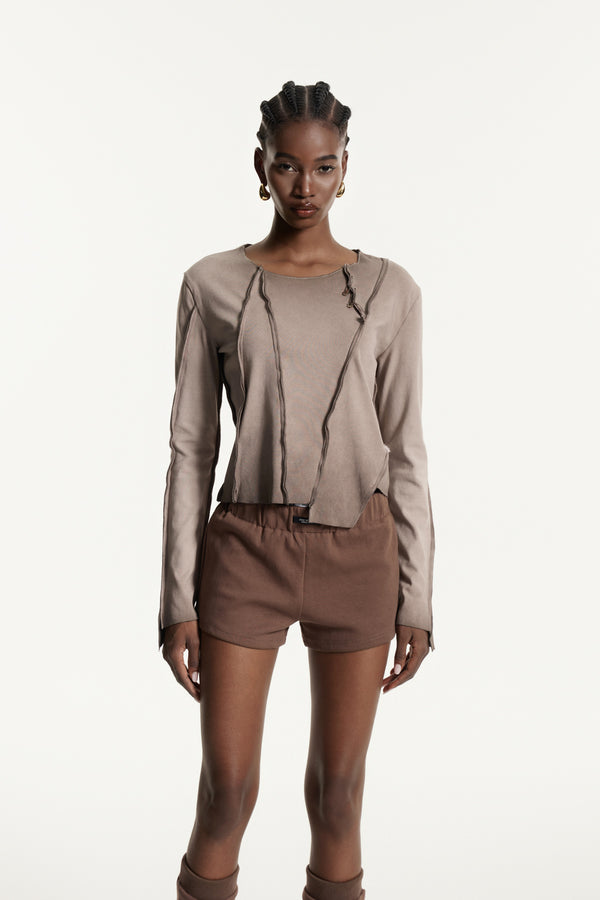 Edwin Deconstruct Asymmetric Top In Khaki