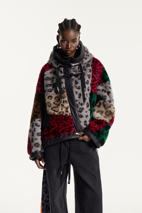 Eemeli Faux Fur Deconstruct Leopard Jacket