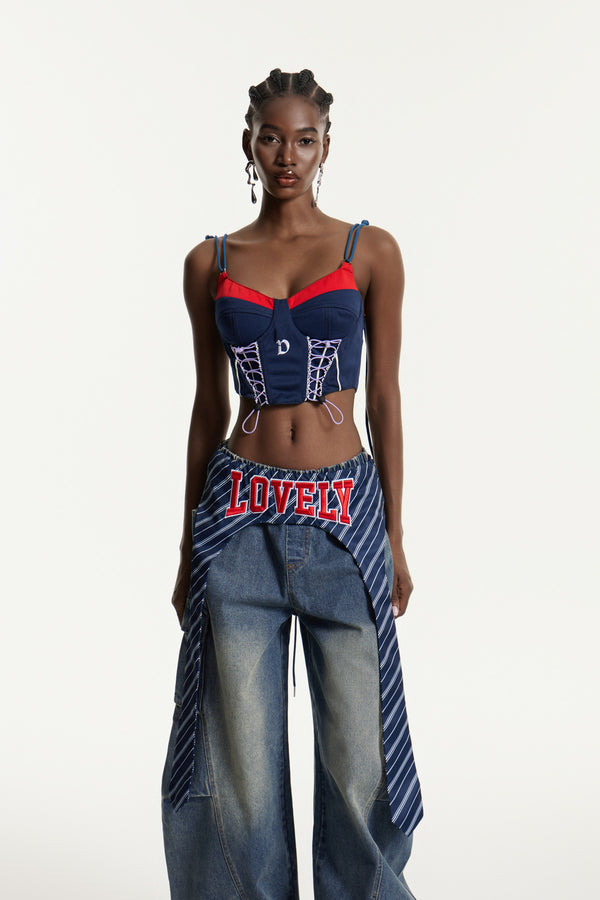 Eemil Spaghetti Lace Up Top