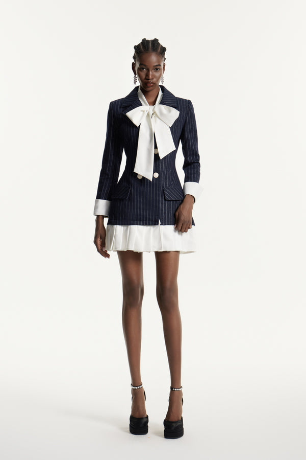 Effie Stripe Bow Mini Blazer Dress