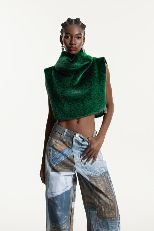 Effrosyni Faux Fur Crop Top
