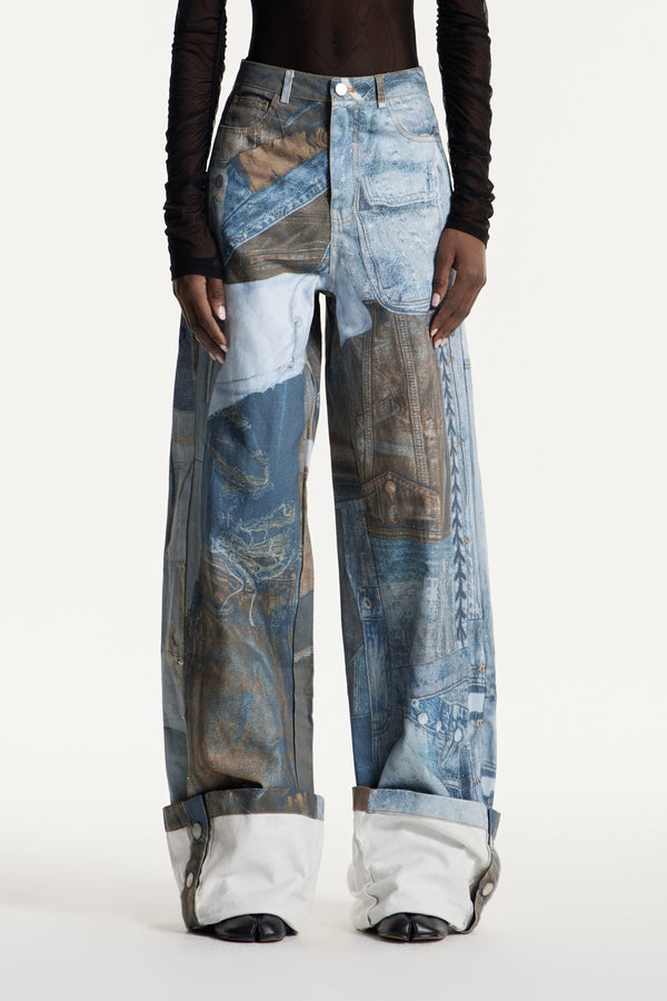 Efisio Deconstruct Print Jeans