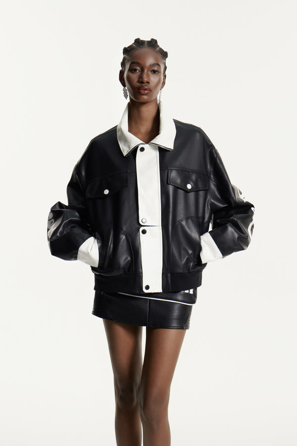 Efstathia Print Deconstruct Leather Jacket