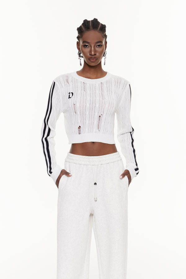 Efthimios Stripe Crop Knit Top