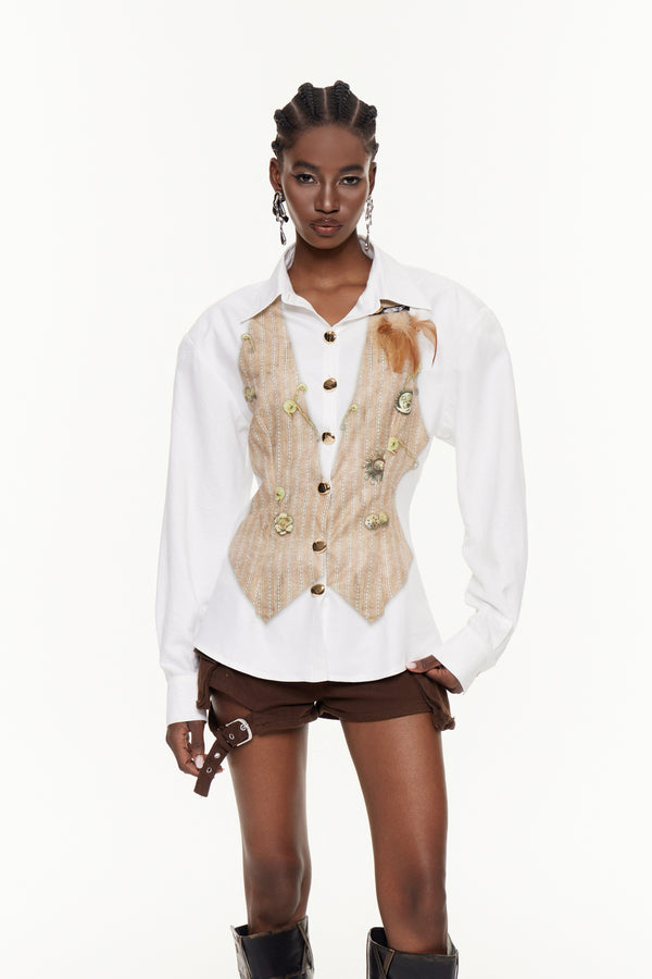 Efthymia Balloon Sleeve Print Shirt