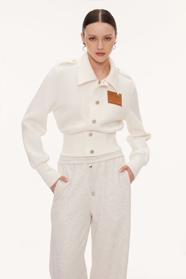 Eimear Lapel Crop Jacket In White