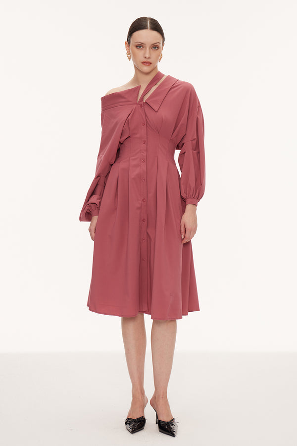 Eino Asymmetric Deconstruct Midi Dress