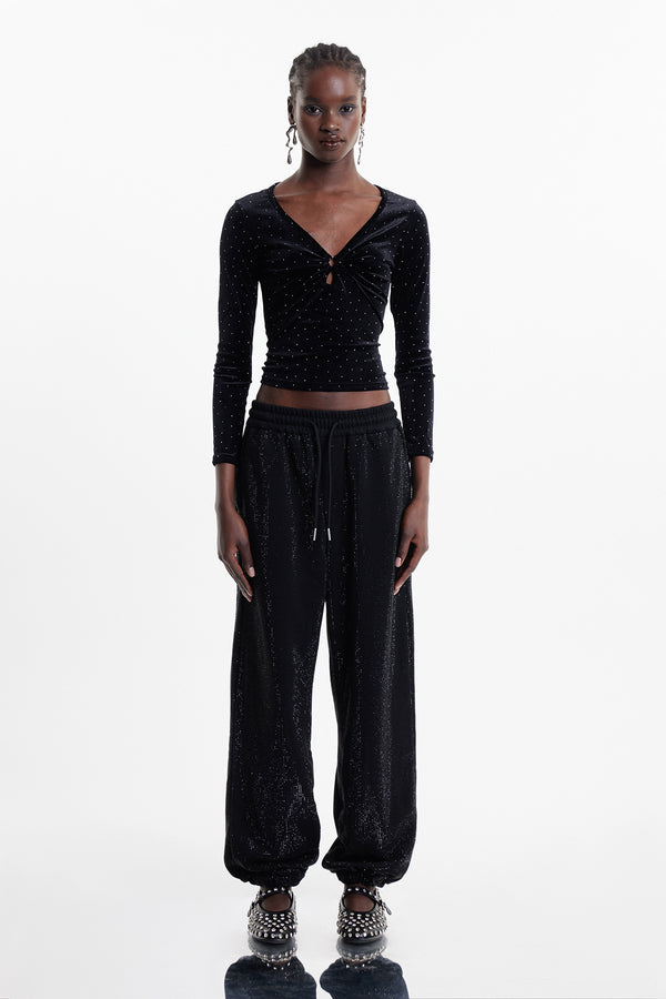 Elara Rhinestone Velvet Top