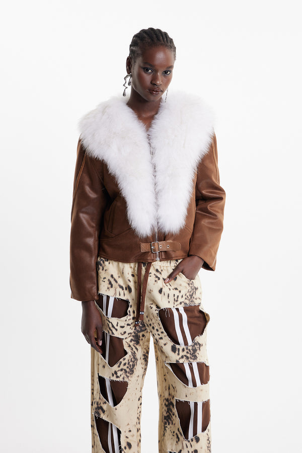Elcan Faux Fur Leather Jacket