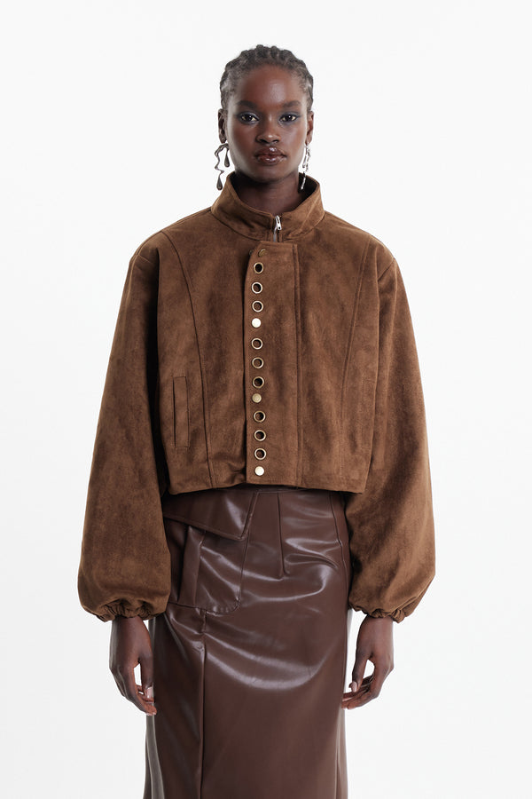 Elda Eyelet Suede Jacket