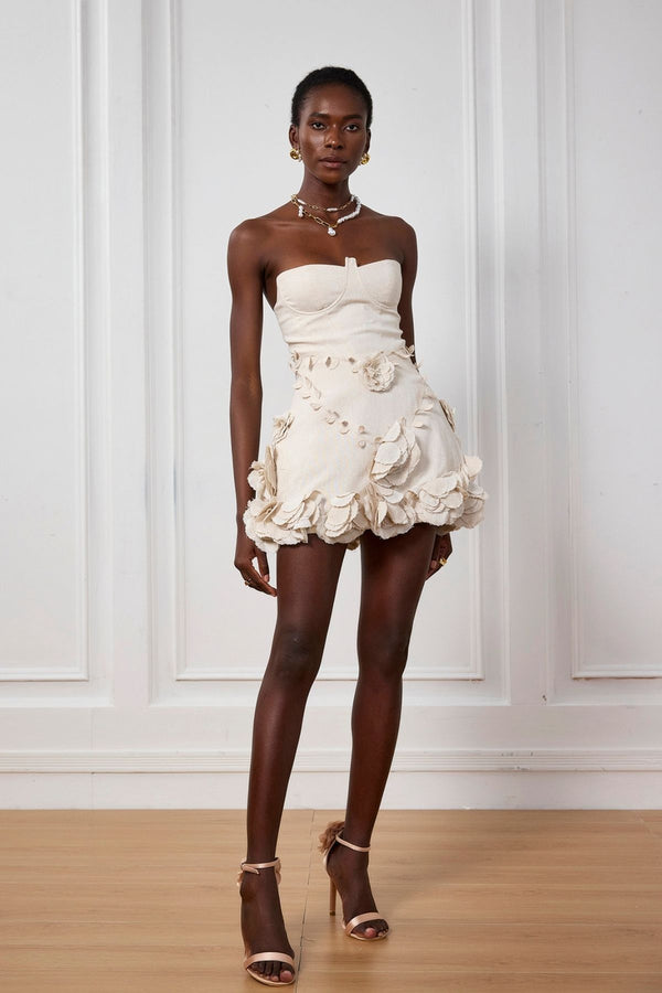 Eleanora Corset Flower Off Shoulder Mini Dress