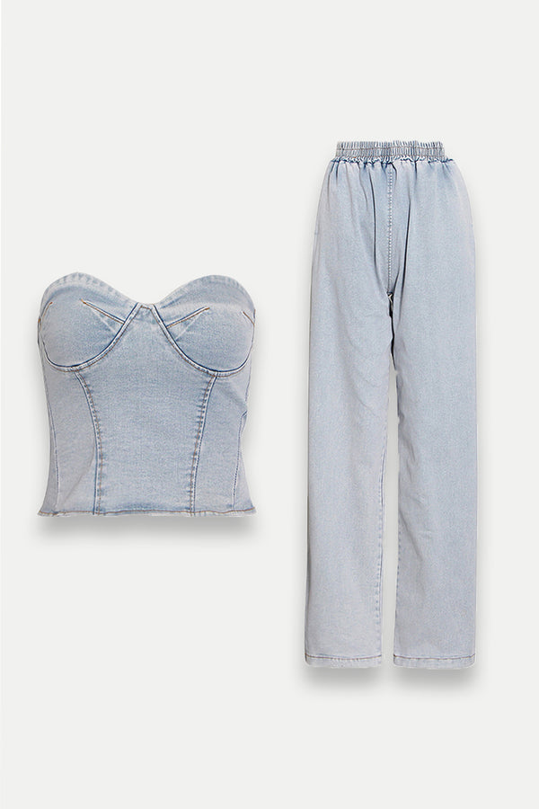 Eliana Denim Top Set