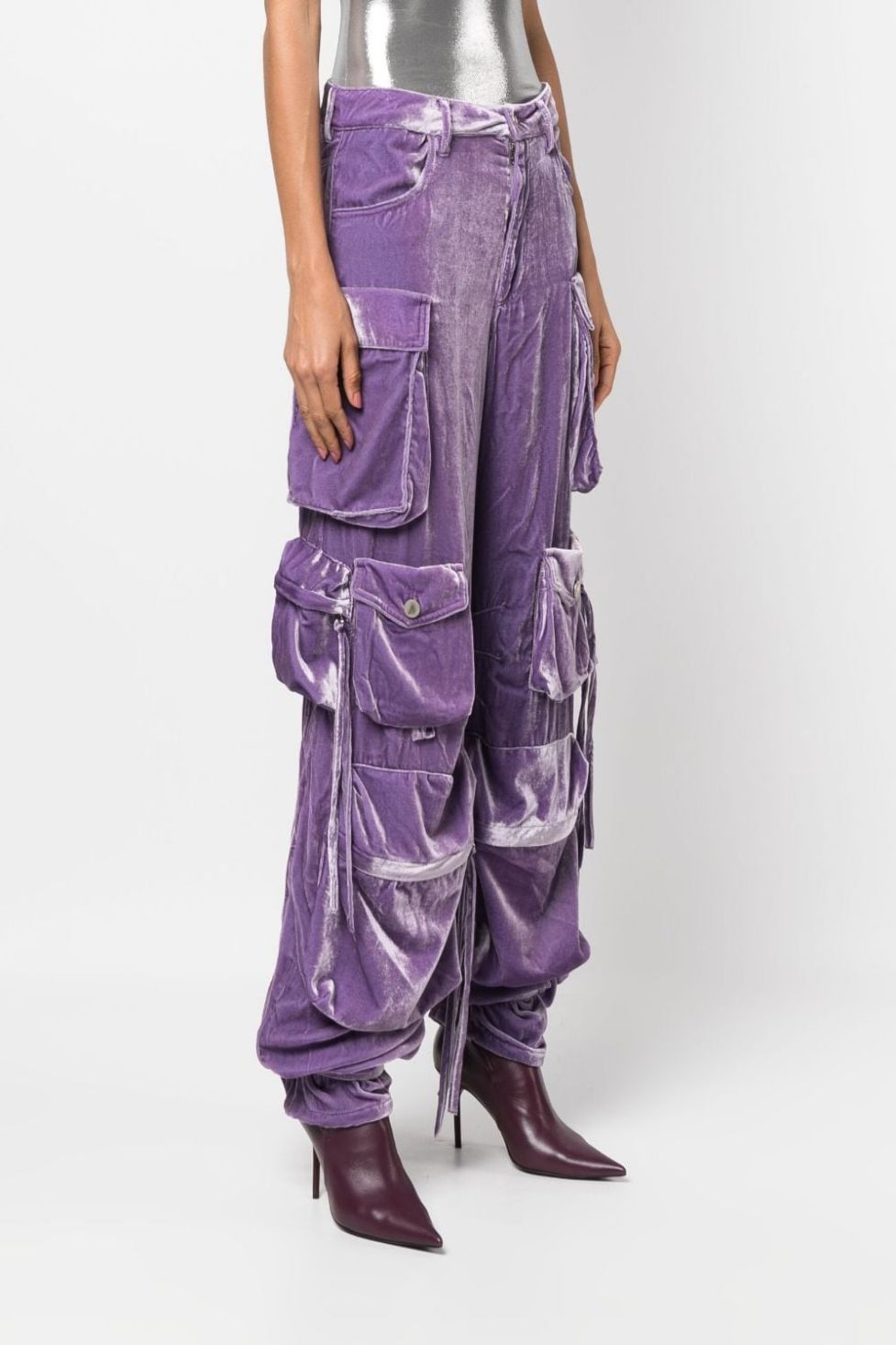 Ella Velvet Cargo Pants In Purple – Innovare Denim