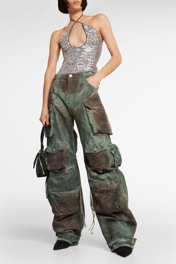 Emma Camouflage Cargo Jeans In Green