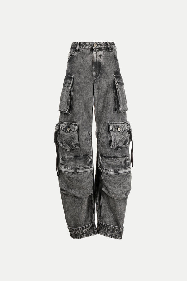 Evelyn Wide Cargo Jeans In Grey