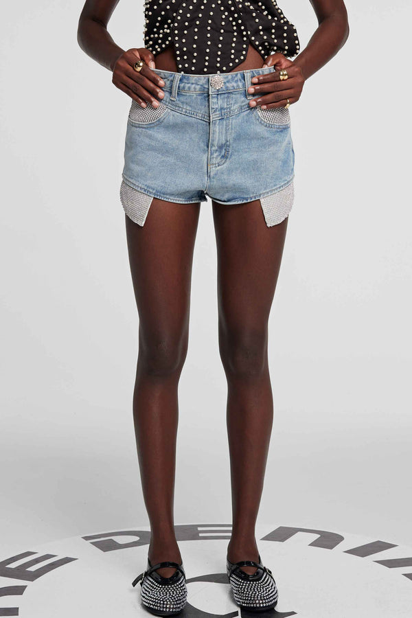 Ezra Rhinestone Embellished Short Jeans