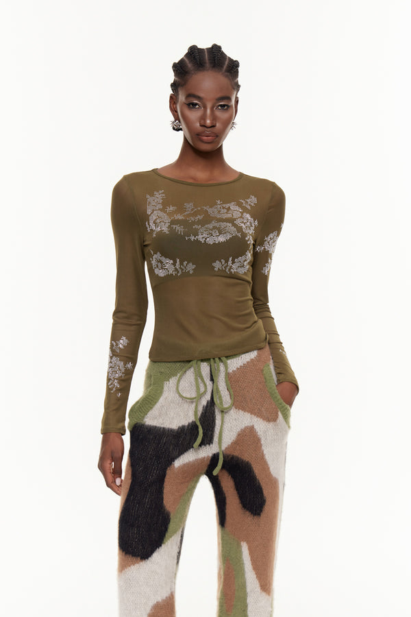 Fabianus Crew Neck Rhinestone Top