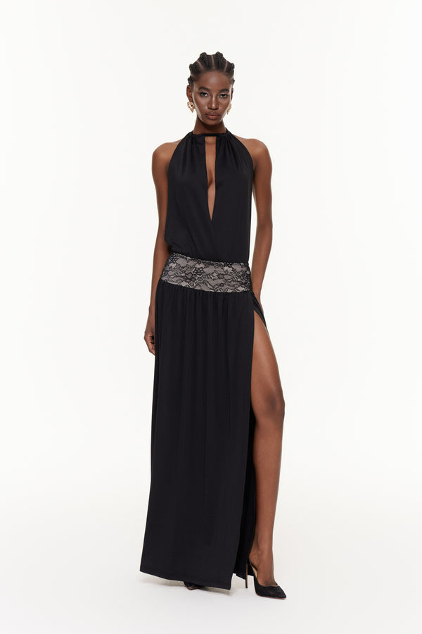 Fabrice Backless High Split Maxi Dress