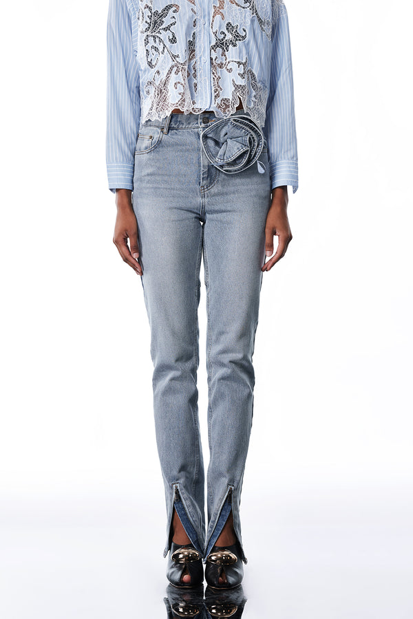 Falak Flower Zipper Skinny Jeans