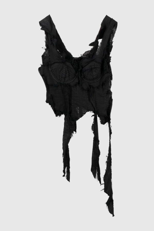 Flora Fringe Corset Top In Black