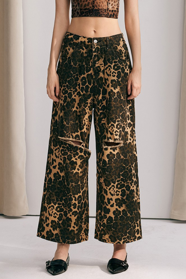 Harmony Leopard Straight Jeans