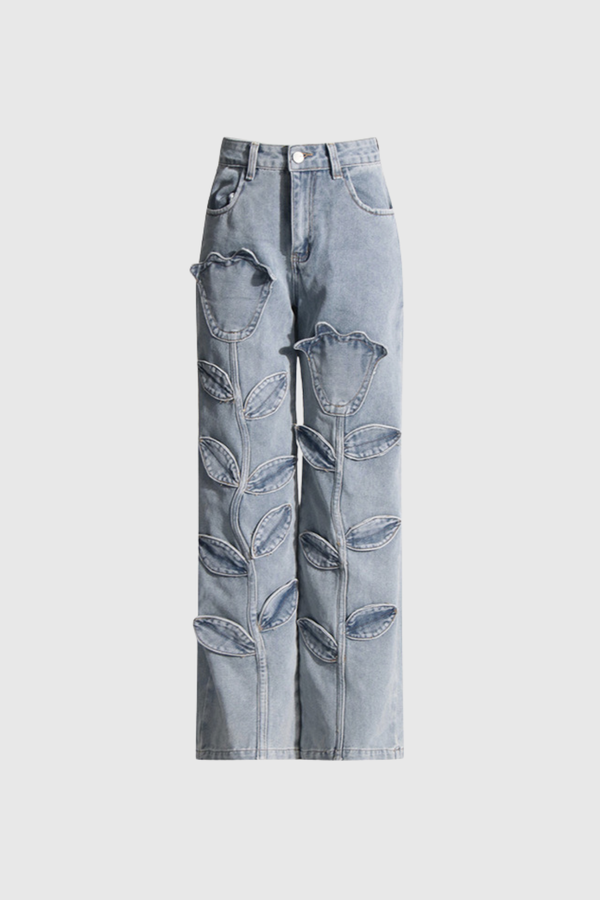 Hazel Flower Straight Jeans