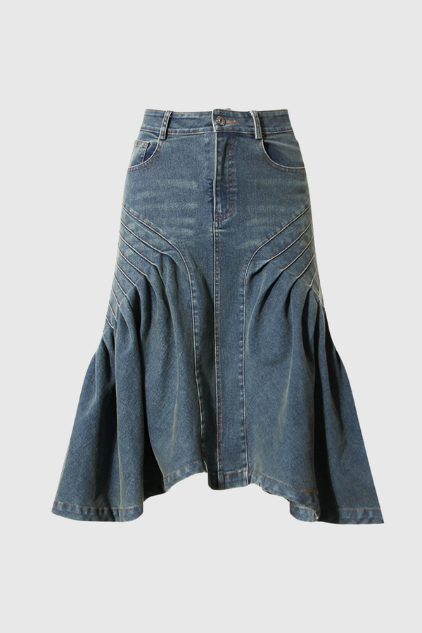 Jazlyn Ruffle Denim Skirt