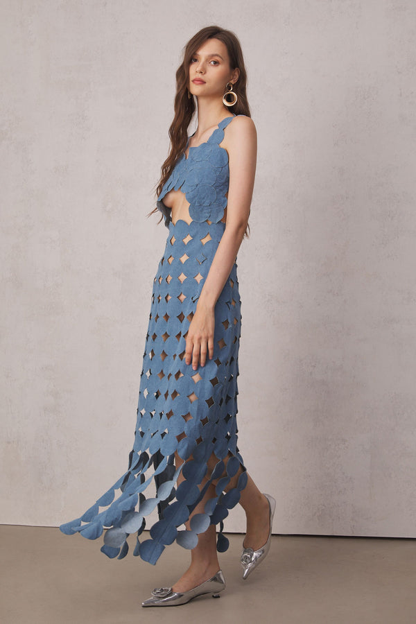 Juniper Circle Hollow Denim Maxi Dress