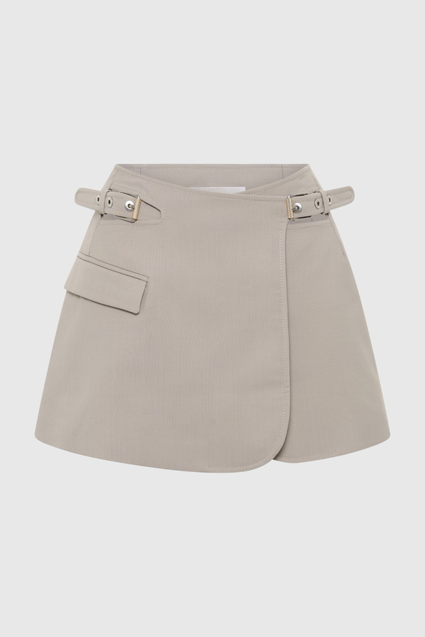 Katie Hollow Mini Skirt In Grey