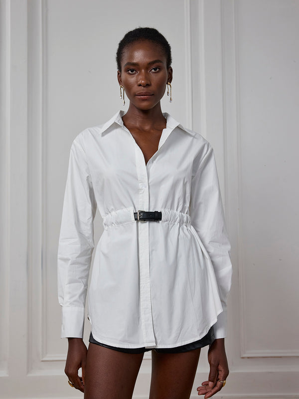 Laylani Buckle Ruch Lapel Shirt