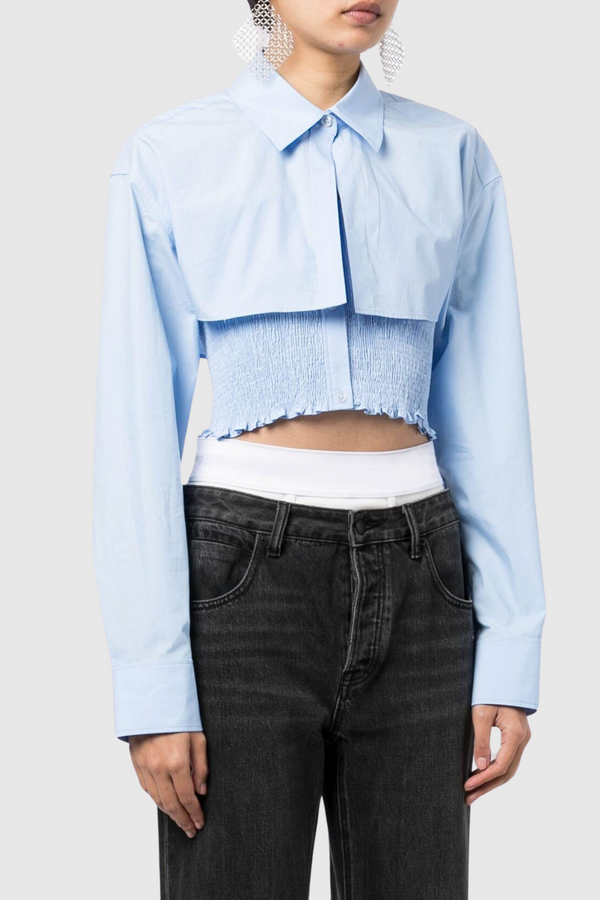 Lillie False Two Piece Short Top In Blue