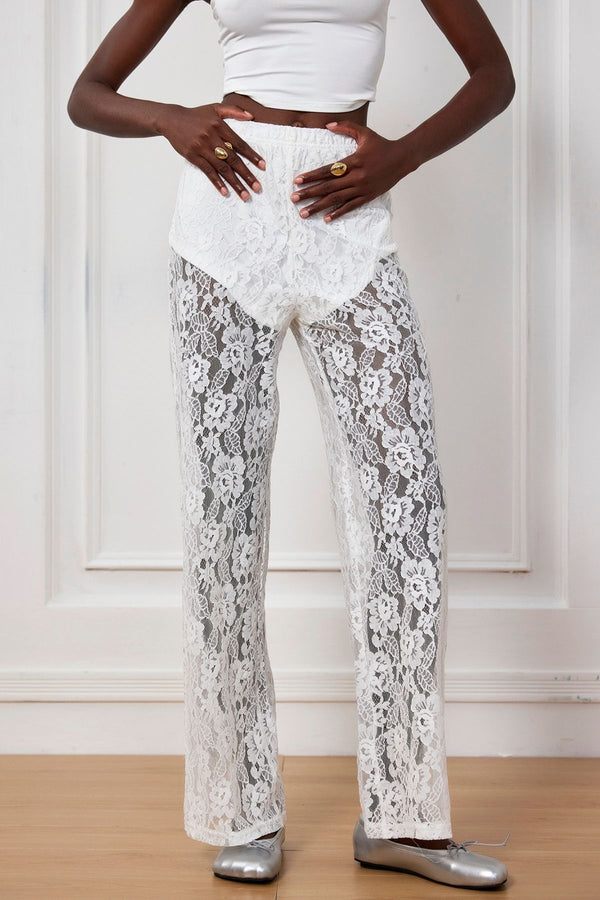 Lilyana Lace Cutout Flower Pants