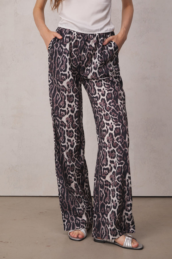 Loretta Low Rise Leopard Wide Leg Pants