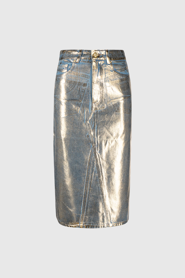 Louisa Metallic Denim Skirt