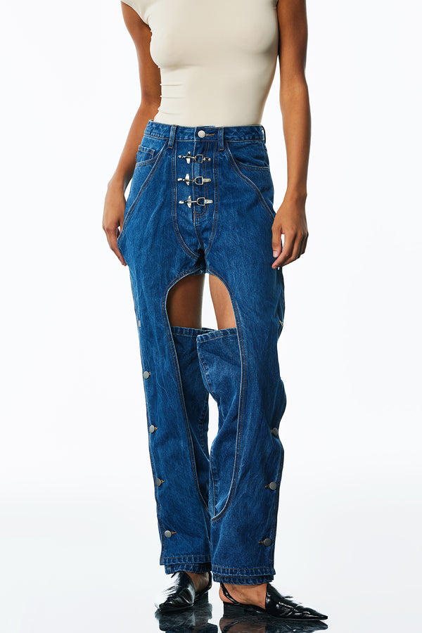 Michael Cutout Deconstruct Button Jeans