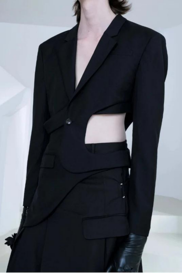 Morgan Asymmetric Cutout Blazer In Black