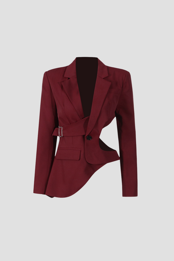 Morgan Asymmetric Cutout Blazer In Red