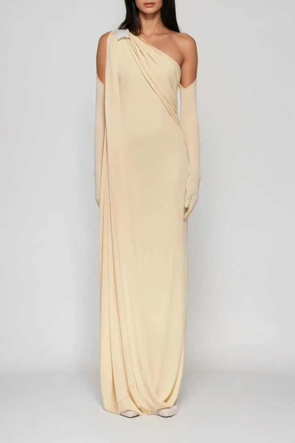 Pryndis One Shoulder Ruch Maxi Dress