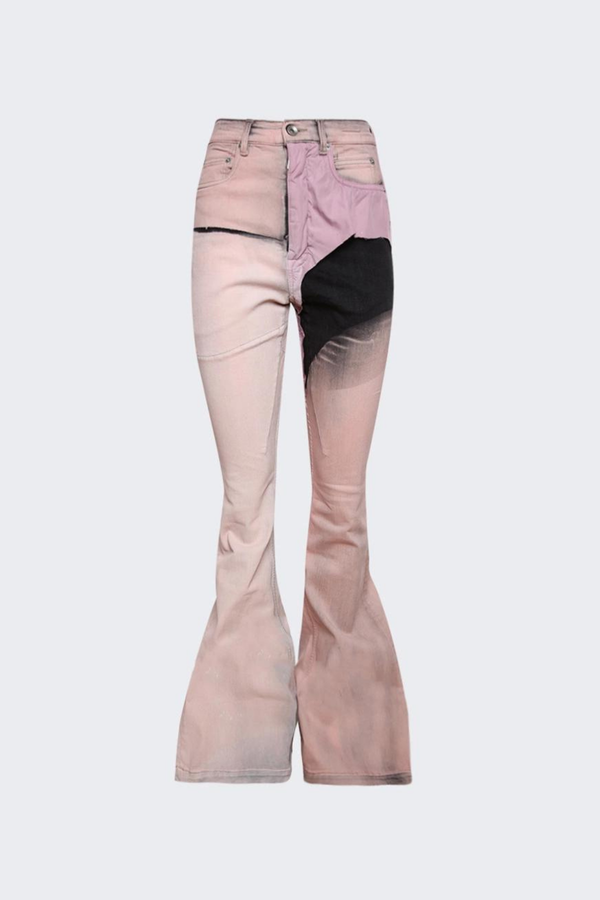 Rhea Patchwork Control Color Jeans In Pink