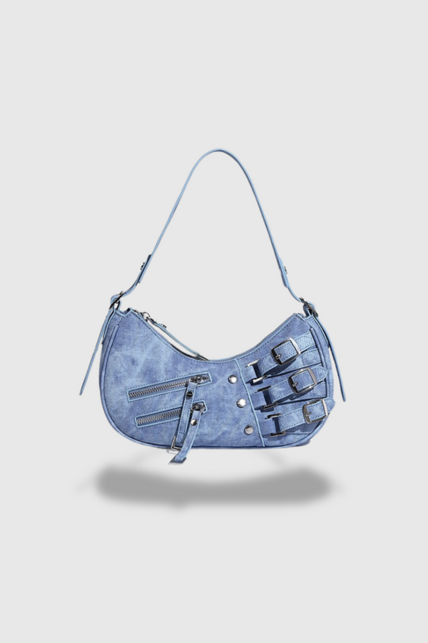 Sara Zip Denim Bag In Blue